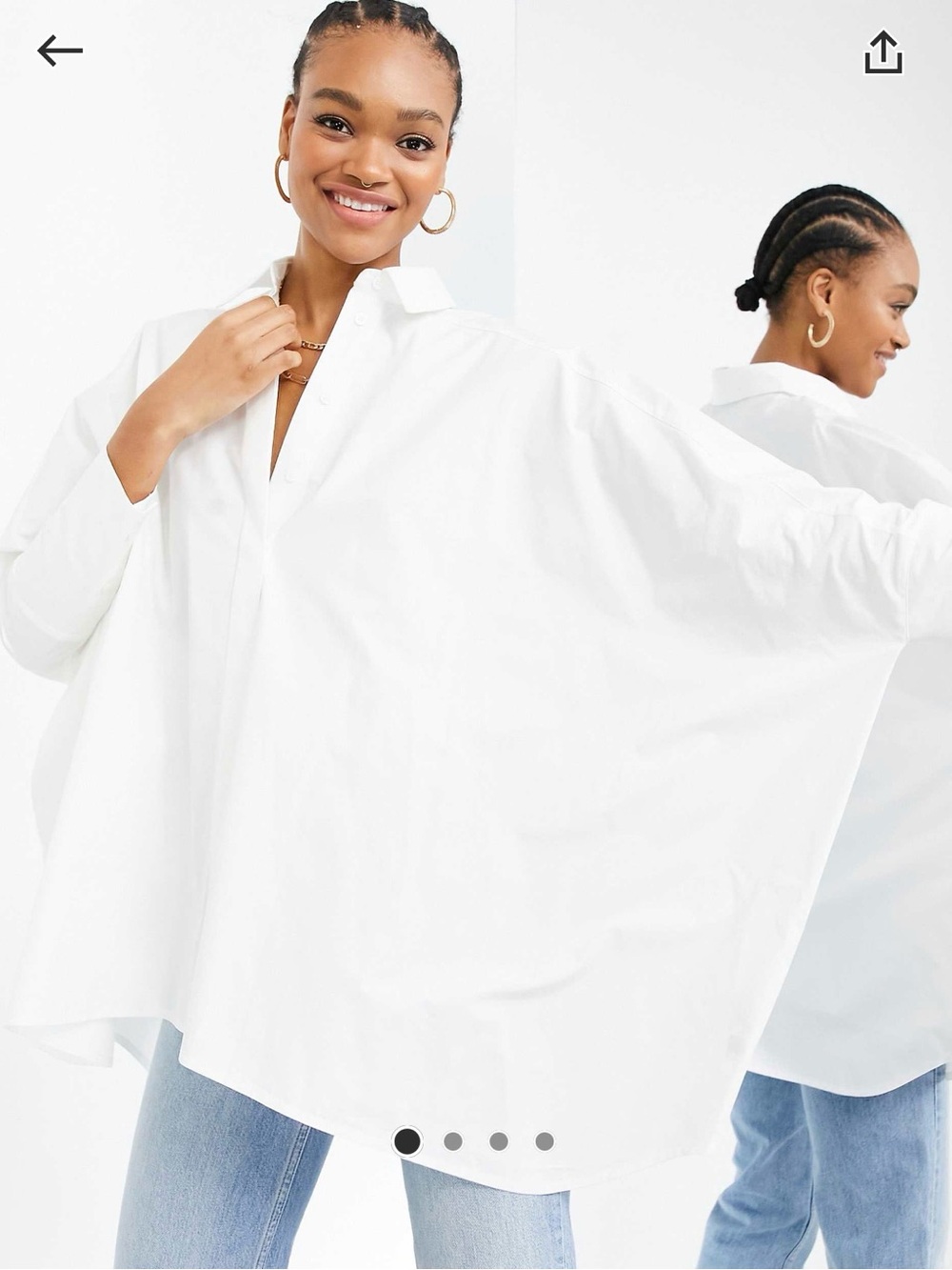 ASOS Oversized White Button-Down bat wing Shirt